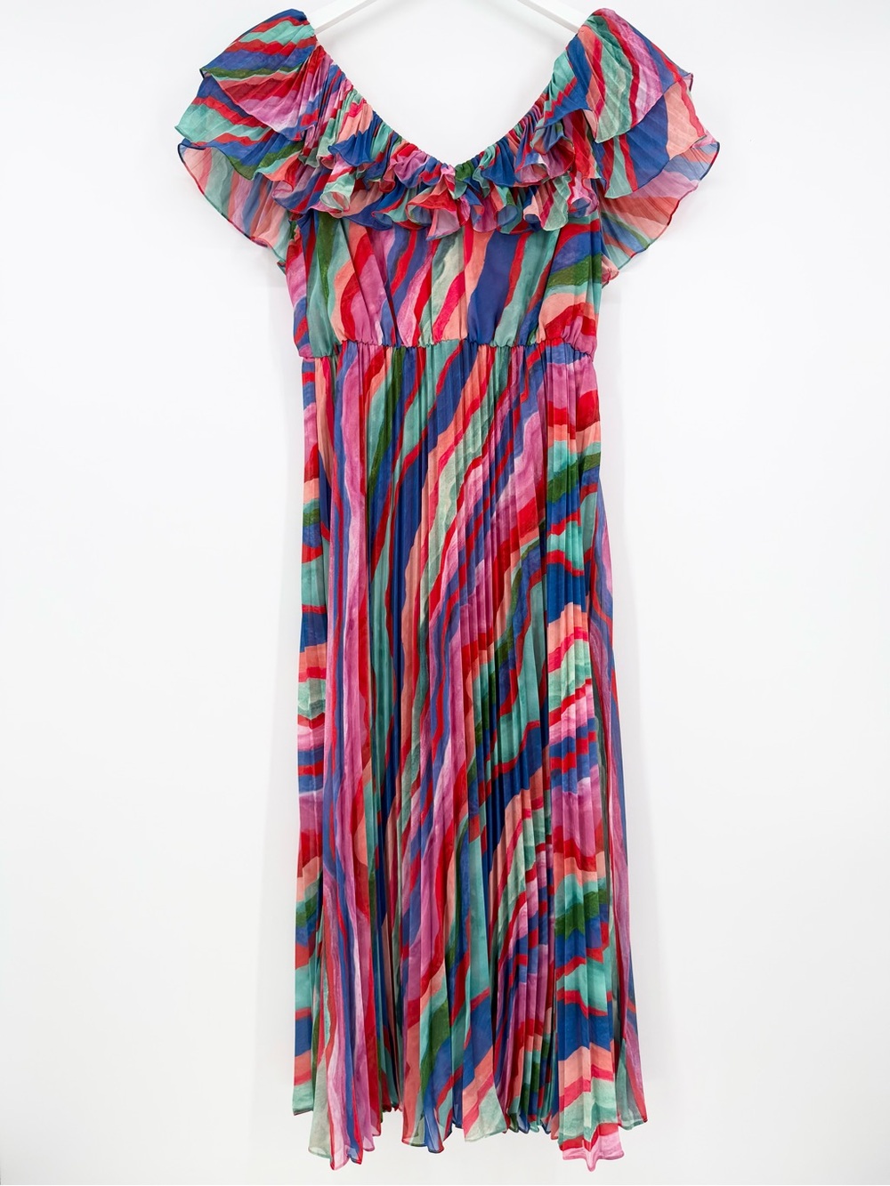 AMUR Luisa Pleated Midi Dress Aventurine Marble